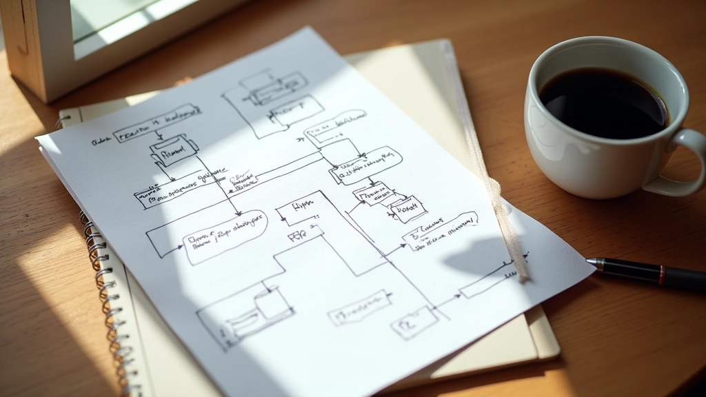 Notebook con appunti su logistica e diagrammi di flusso operativo