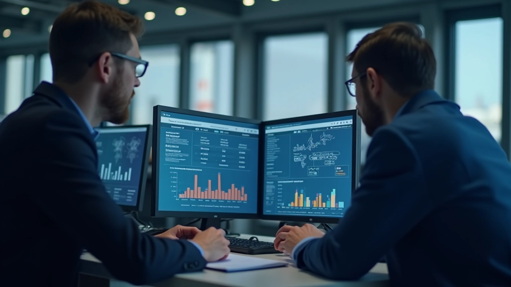 Team di gestione del porto che esamina dati analitici in tempo reale